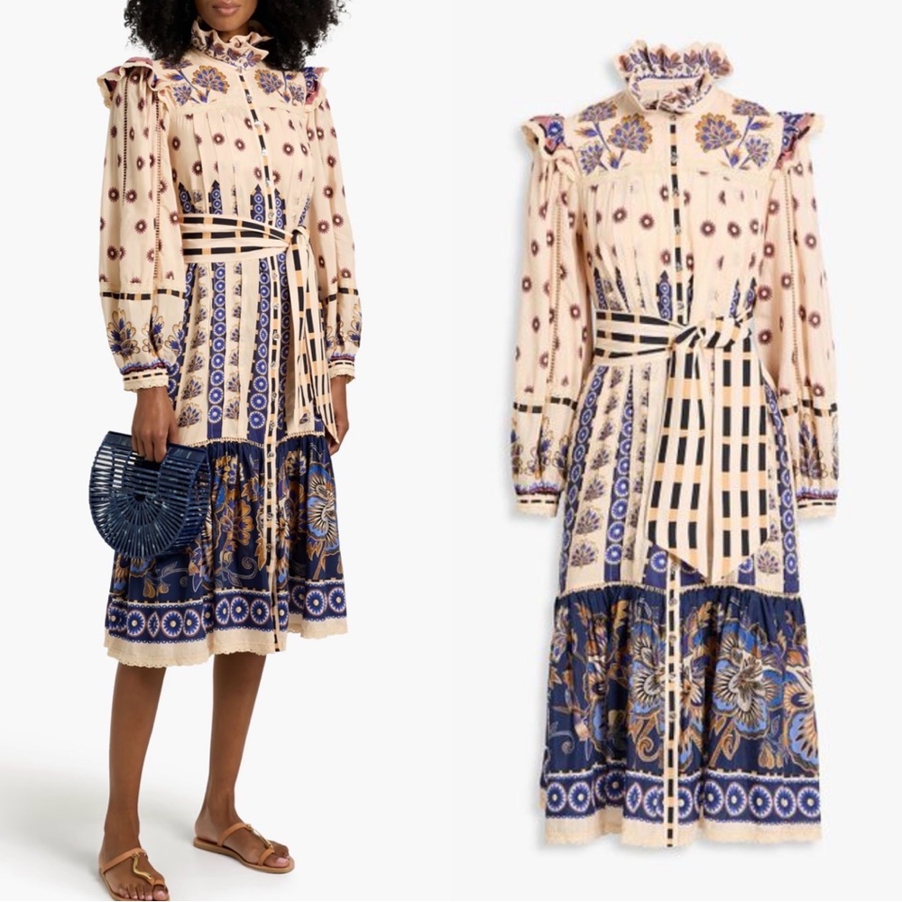 FARM Rio Cream Ainika Maxi Floral Midi Sz S NWT